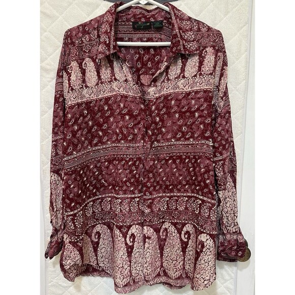 Gee J Burgundy Blouse With Bead Detail 20W 100% Rayon - Picture 1 of 7